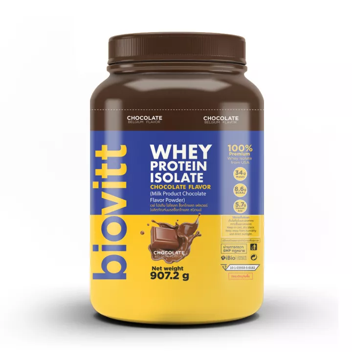 Biovitt Whey Protein Isolate เวย์โปรตีนรสช็อกโกแลต ปริมาณโปรตีนสูง ไขมันต่ำ