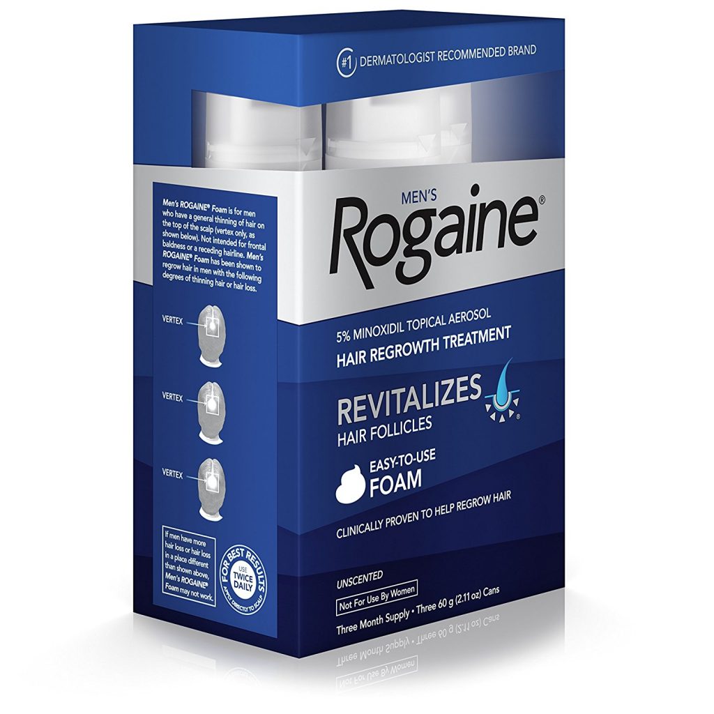 Men's Rogaine 5% Minoxidil Foam ยาปลูกผมส่วนผสมและการคิดค้นจากสหรัฐฯ