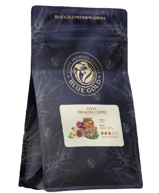 Bluegold Civet Premium Coffee กาแฟขี้ชะมดแบบซอง สัมผัสความลุ่มลึกเมล็ดกาแฟได้อย่างเต็มที่
