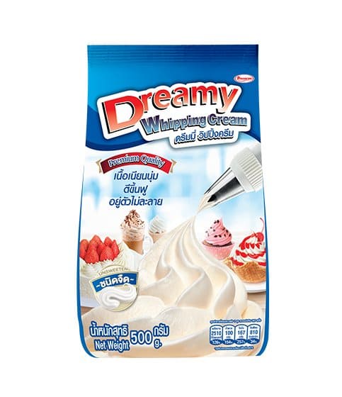 Dreamy Whipping Cream วิปปิ้งครีมแบบผง ตีขึ้นรูปง่าย นิยมใช้ในหมู่ผู้ทำอาหารมือใหม่ทุกคน