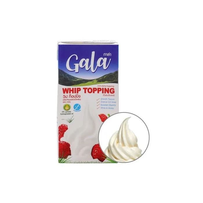 Gala Whip Topping วิปปิ้งครีมสูตรไร้ไขมันสัตว์ ส่วนผสมของไขมันพืชให้รสสัมผัสหอมหวานอย่างธรรม