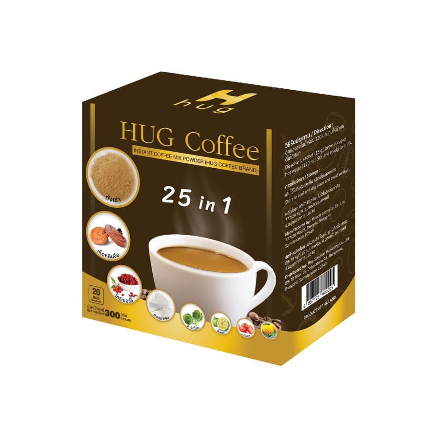 Hug Coffee 25 In 1 Instant Coffee Mix กาแฟลดน้ำหนักลดไขมัน กระตุ้นการเผาผลาญในร่างกาย