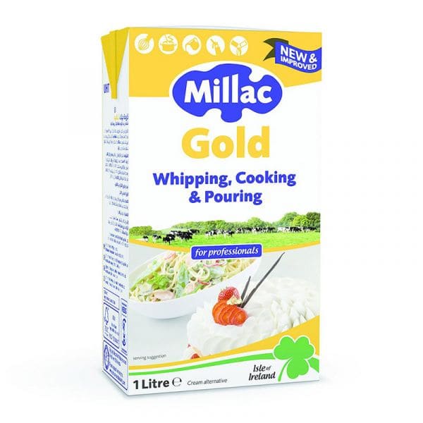 Millac Gold Whipping Cream วิปปิ้งครีมสูตรไม่มีน้ำตาล ส่วนผสมจากไขมันนมและไขมันพืช
