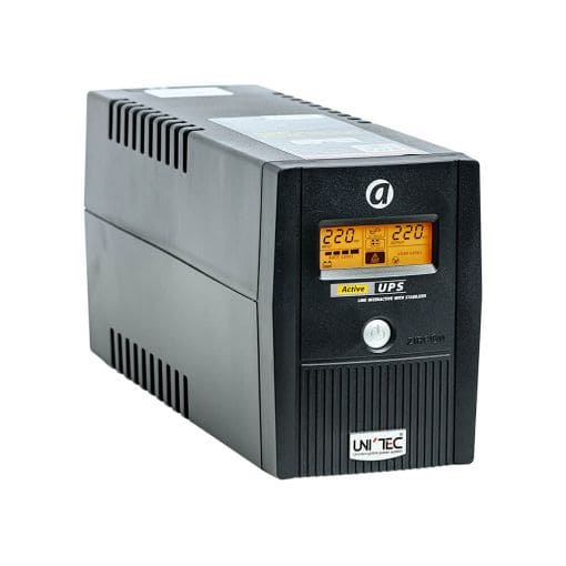 เครื่องสำรองไฟ UPS UNITEC รุ่น ACTIVE-1000VA-530W ป้องกันการรั่วเกินของไฟฟ้าลัดวงจร