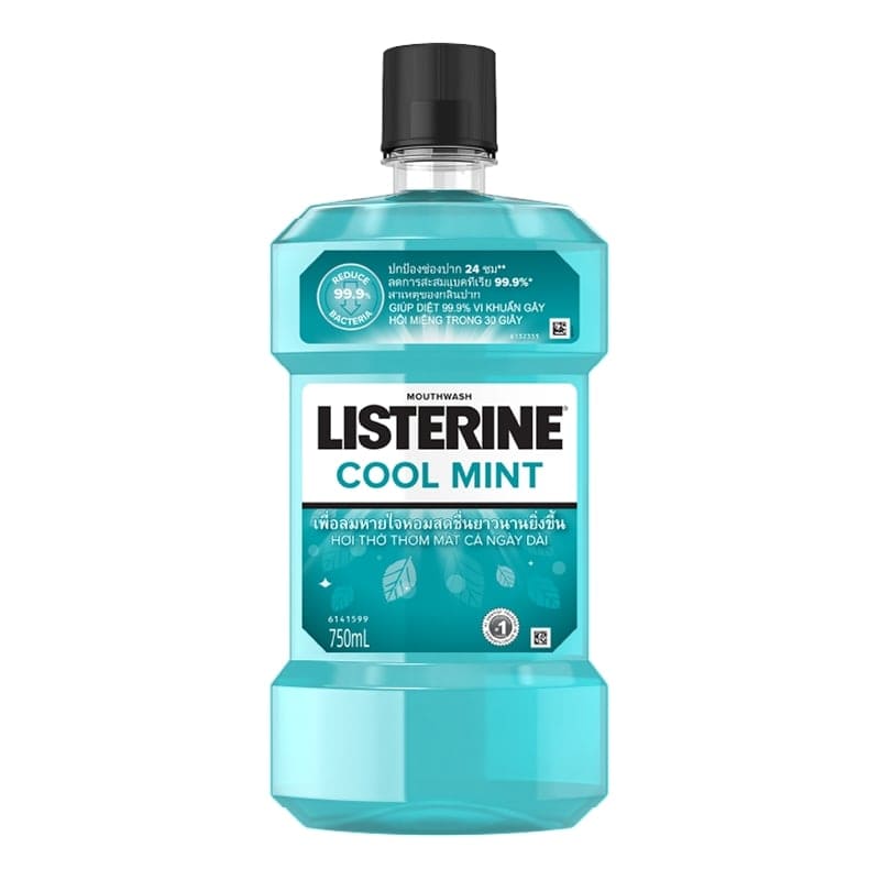 น้ำยาบ้วนปาก Listerine สูตร Cool Mint ความรู้สึกหอมสดชื่น รสชาติให้ความรู้สึกเผ็ดซ่า เย็นสดชื่น