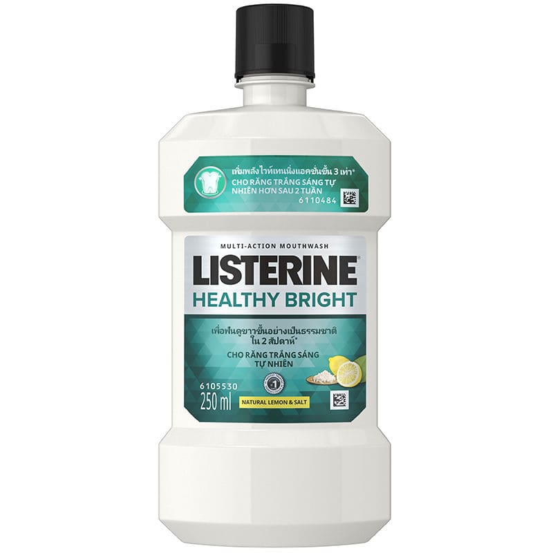 น้ำยาบ้วนปาก Listerine สูตร Healthy Bright ขจัดทุกคราบสีฟัน เพิ่มความขาวสะอาดสดใส