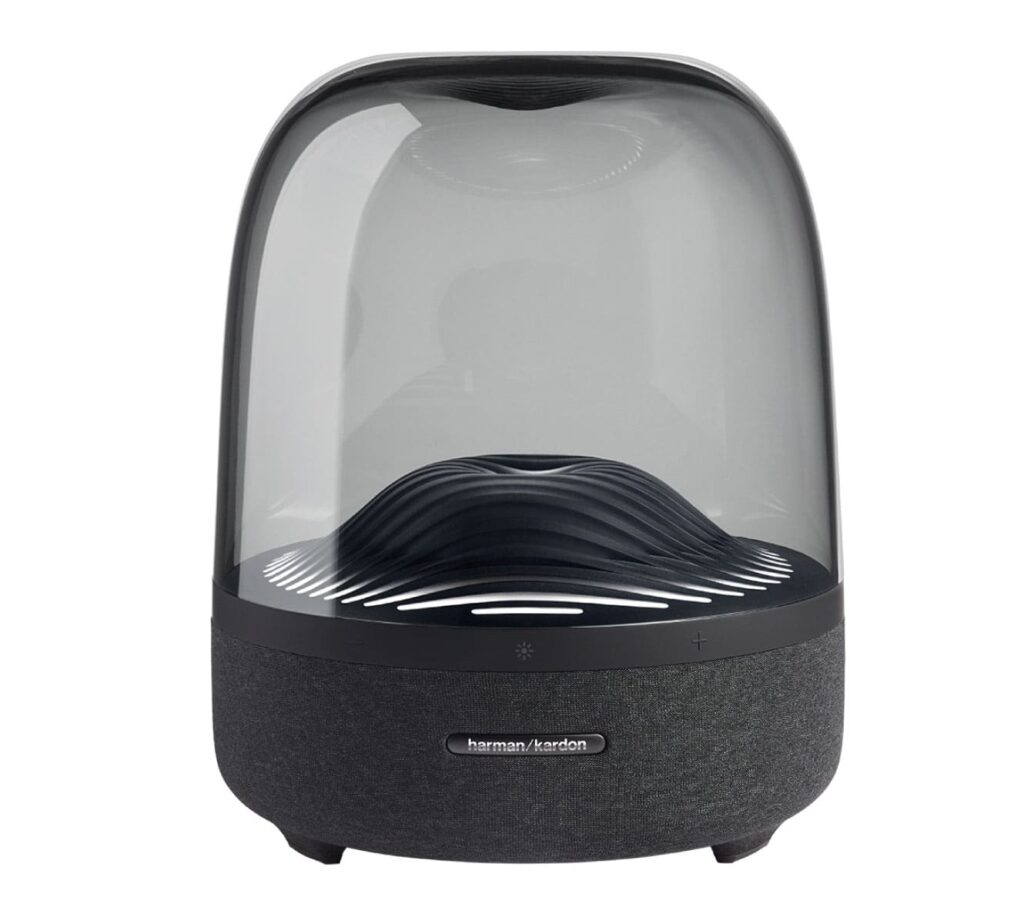 ลำโพง Harman Kardon Aura Studio 3 ตัวเครื่องมีการดีไซน์ล้ำสมัย ระบบเสียงคมชัดฟังได้รอบทิศทาง