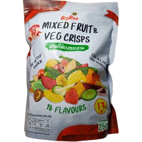 BigBee Mixed Fruit & Veg Crisps ผักอบกรอบ สัมผัสทุกรสผักและผลไม้เข้มข้น กรอบหอมอร่อยทุกคำ