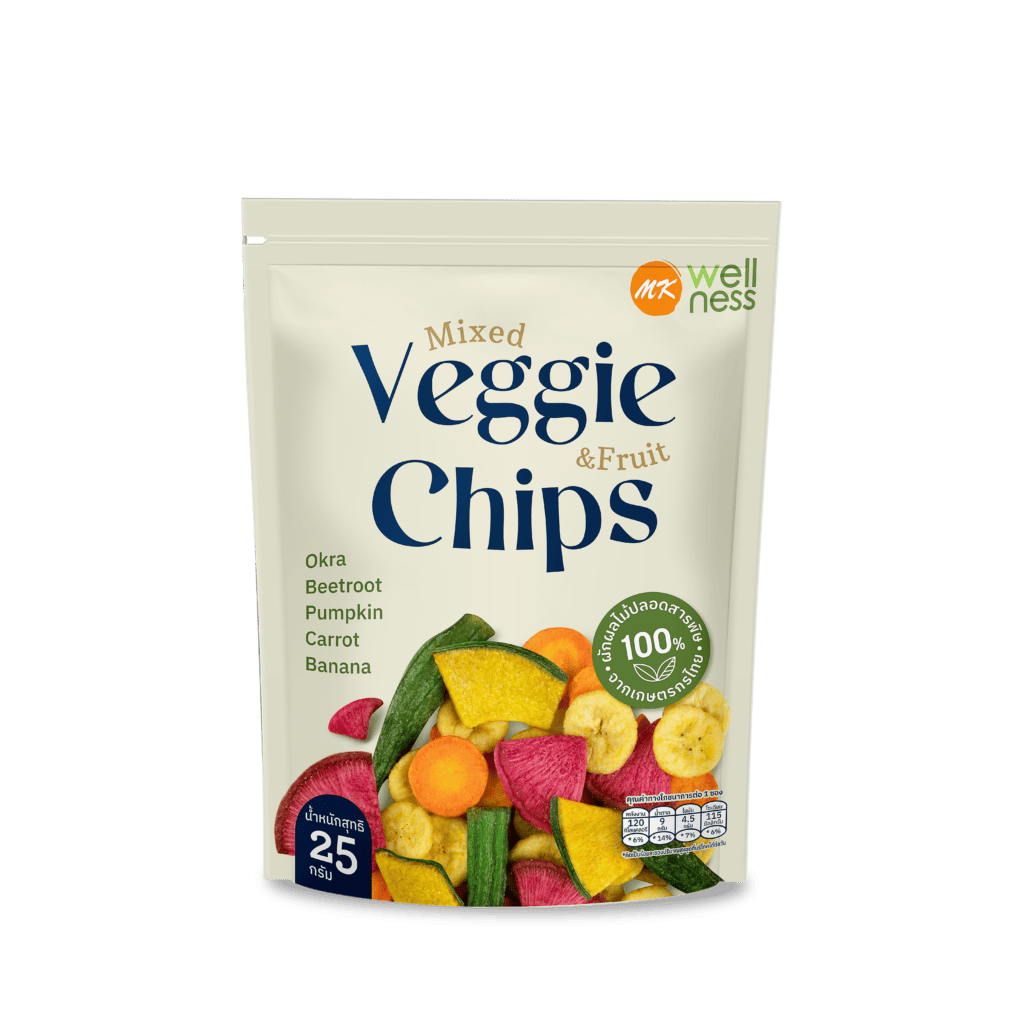 MK wellness Veggie Chips ผักอบกรอบ สายรักสุขภาพต้องไม่พลาด ผักอบรวม 5 ชนิดในซองเดียว