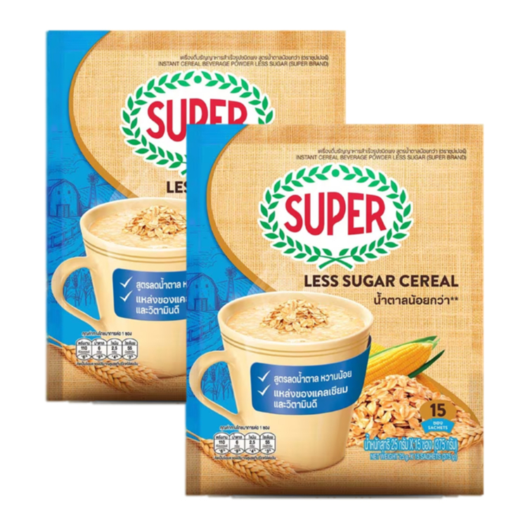 Super Cereal Less Sugar ข้าวโอ๊ตชงดื่ม น้ำตาลน้อย รสละมุน ดื่มง่ายไม่เฝื่อนคอ