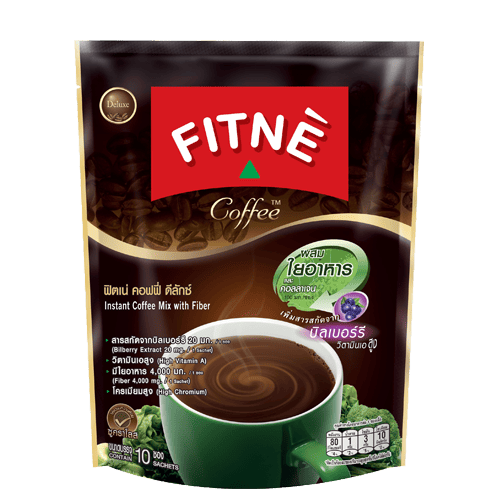 FITNE Fiber Coffee mix with fiber กาแฟลดความอ้วน สูตรส่วนผสมคอลลาเจนและใยอาหาร