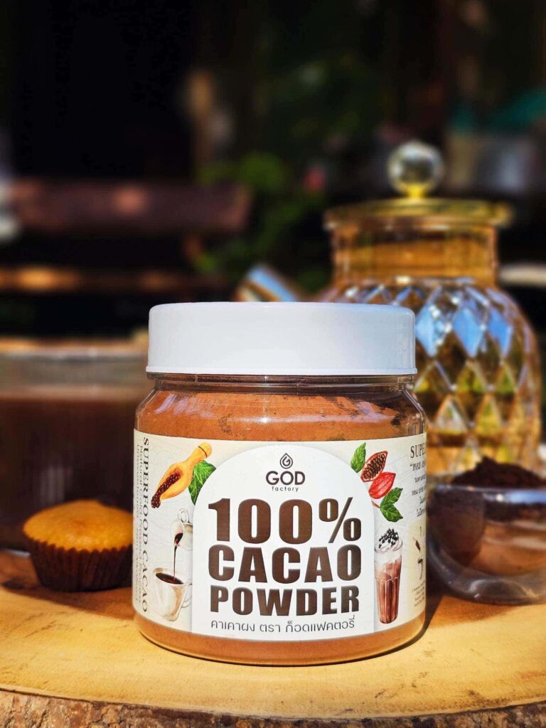 God Factory Cacao Powder ผงคาเคา เข้มข้นด้วยรสสัมผัสโกโก้แท้ 100 ผ่านกรรมวิธีสกัดเย็น