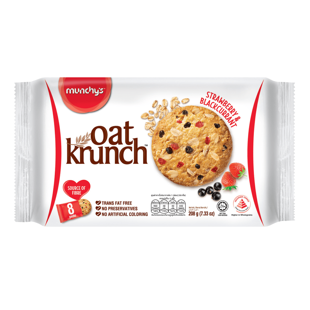 Munchy's Oat Krunch Strawberry and Blackcurrant ของเยี่ยมผู้ป่วยยอดนิยม สายกินขนมเพื่อสุขภาพต้องไม่พลาด