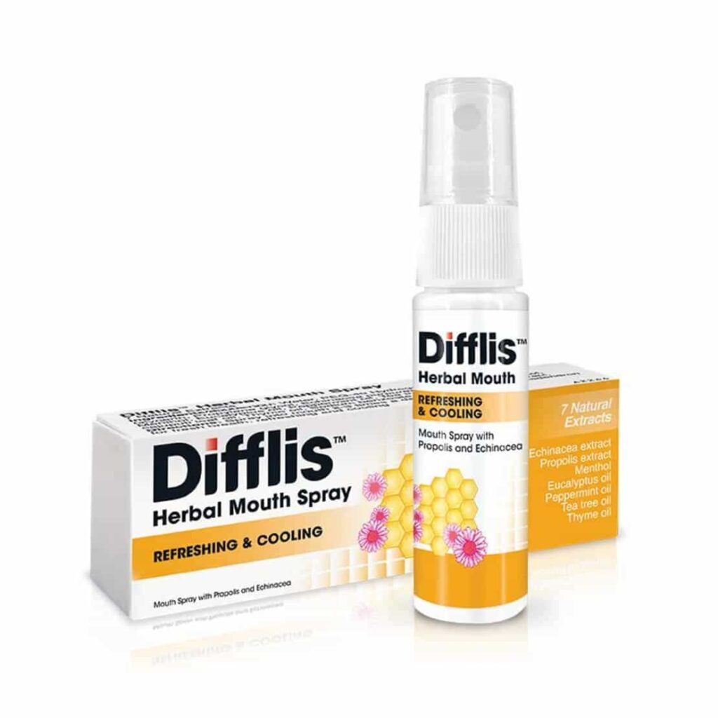 สเปรย์ยาฉีดในปาก Difflis Herbal Mouth Spray ยาแก้ร้อนใน 7-11 ชุ่มฉ่ำทุกการฉีดลดปัญหาอักเสบและร้อนใน